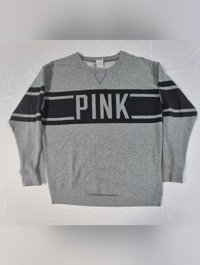 PINK Victoria Secret Sweatshirt Womens Size Medium Gray Pullover Crew Neck
